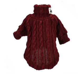 Dog Sweater Turtleneck Solid Color Dogs Clothes Warm Cotton For Puppy Small Medium Dogs Sweatshirt Jacket Chihuahua Teddy (Option: Wine Red-M)