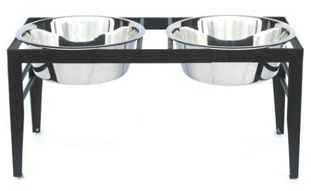 Chariot Double Elevated Dog Bowl (Option: Medium/Black)