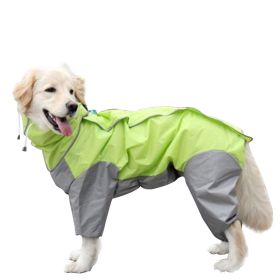 A Raincoat for all small and large dogs; Pet raincoat Medium large dog Golden hair Samo Alaska waterproof four foot raincoat Dog hooded raincoat (colour: blue, size: 22)