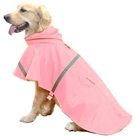 Dog Raincoats for Large Dogs with Reflective Strip Hoodie; Rain Poncho Jacket for Dogs (Color: D4-Pink, size: [S/M])