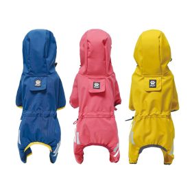 Small dog raincoat; body full surrounding; waterproof poncho pet clothes; with tow holes in the back (colour: Rose red, size: 2XL (recommended weight is 11-15kg))