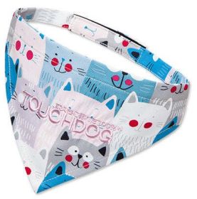 Touchdog 'Head-Popper' Fashion Designer Printed Velcro Dog Bandana (Color: Blue / White, size: large)