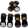 Chrismas Anti-Slip Dog Socks; Waterproof Paw Protectors with Reflective Straps Traction Control for Indoor & Outdoor Wear; 4pcs