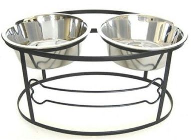 Bone Raised Double Dog Bowl (Option: Large/Black)