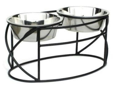 Oval Cross Double Raised Feeder (Option: Small/Black)